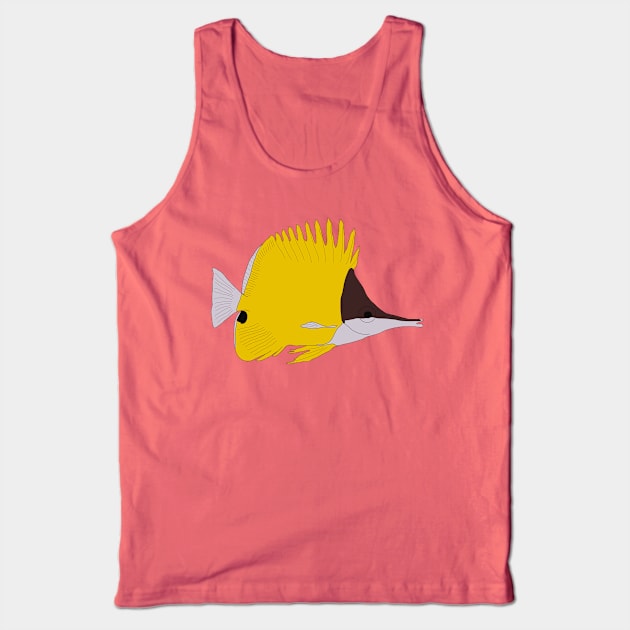 Yellow longnose butterflyfish Tank Top by Color Fluffy